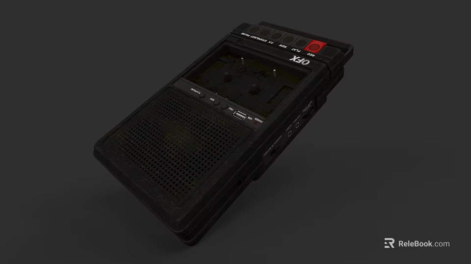 Vintage Black Cassette Recorder Audio Speaker with Classic Design and Control Buttons 3d model 