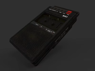 Vintage Black Cassette Recorder Audio Speaker with Classic Design and Control Buttons 3d model