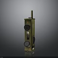 Green Columnar Communication Device With Top Antenna Circular Components And Side Labels