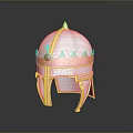 Ancient Warrior Helmet With Silver Gold Finish Crested Top And Red Accent For Medieval Warfare