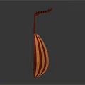 Wooden Lute Shaped Decorative Ornament With Handcrafted Design For Home Use