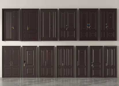 New Chinese-style security door single-door entry door burglars 3d model