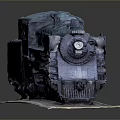 Detailed Black And Pink Steam Locomotive Model Train On Display Base