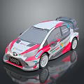 Toyota Red White Gray Racing Car With VARIS Logo Rear Spoiler And Body Decals