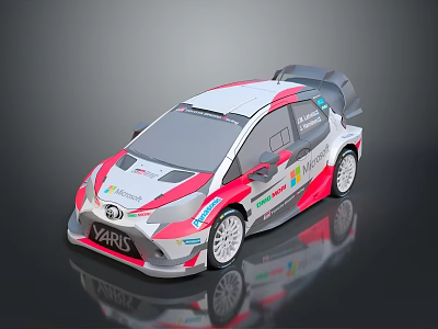 Toyota Red White Gray Racing Car With VARIS Logo Rear Spoiler And Body Decals 3d model