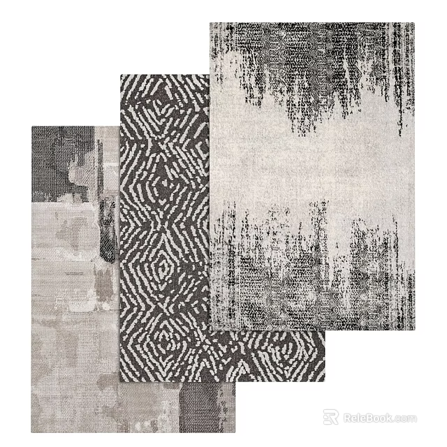 Modern Square Rugs With Geometric Patterns And Neutral Tones For Home Decor 3d model