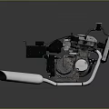 Industrial Mechanical Equipment With Dual Chrome Exhaust Pipes And Metal Structure Parts