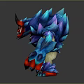 Game And Movie Character Blue Armored Red Eyed Fierce Warrior With Sharp Claws
