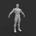 White Muscular Man 3D Human Model with Well Defined Physique in Standing Position