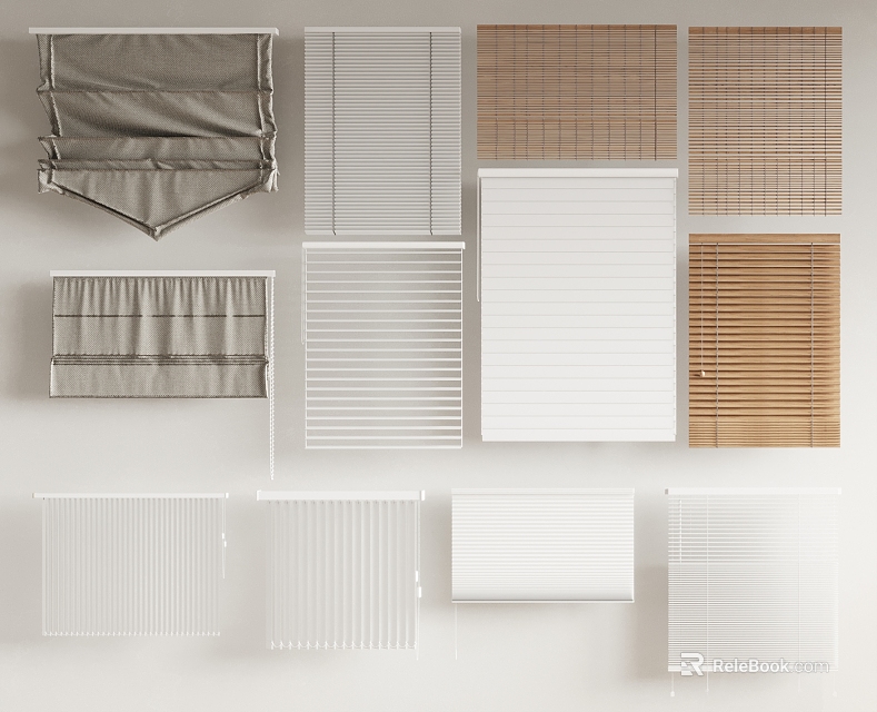 Various Styles And Colors Of Window Blinds For Home Decor And Window Treatments 3d model 