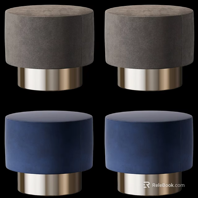 Modern Gray And Blue Velvet Accent Chairs With Gold Metal Bases 3d model 