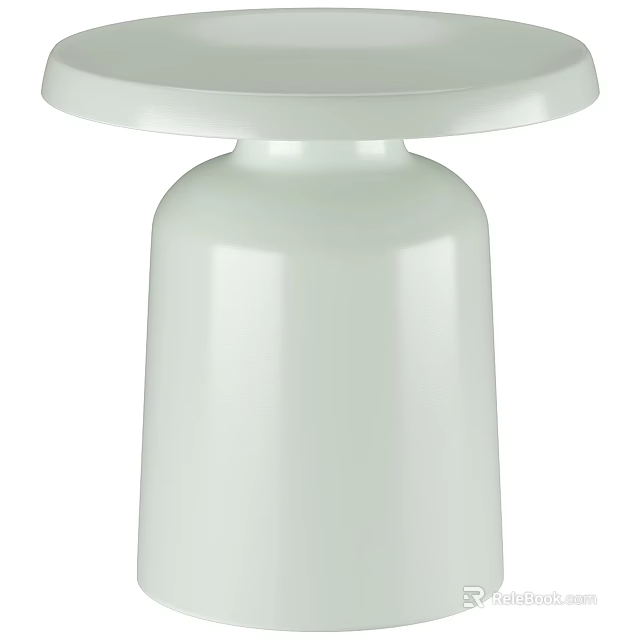 White Modern Side Table With Round Top And Cylindrical Base Design 3d model