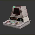 Vintage Retro Computer Console With White Body Screen And Colorful Buttons