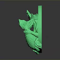 Green 3D Printed Starfish Themed Circular Badge With Mermaid Figure And Fish Tails Design