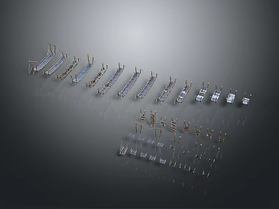 Various Architectural Models With Different Styles Materials And Structures Arranged Neatly For Design 3d model