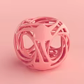 Modern Abstract Orange Ornamental Decor Piece With Circular Ring Design And Smooth Shiny Surface