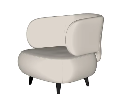 Modern Beige Single Sofa With Curved Armrest And Black Slender Legs 3d model