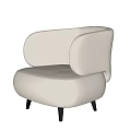 Modern Beige Single Sofa With Curved Armrest And Black Slender Legs