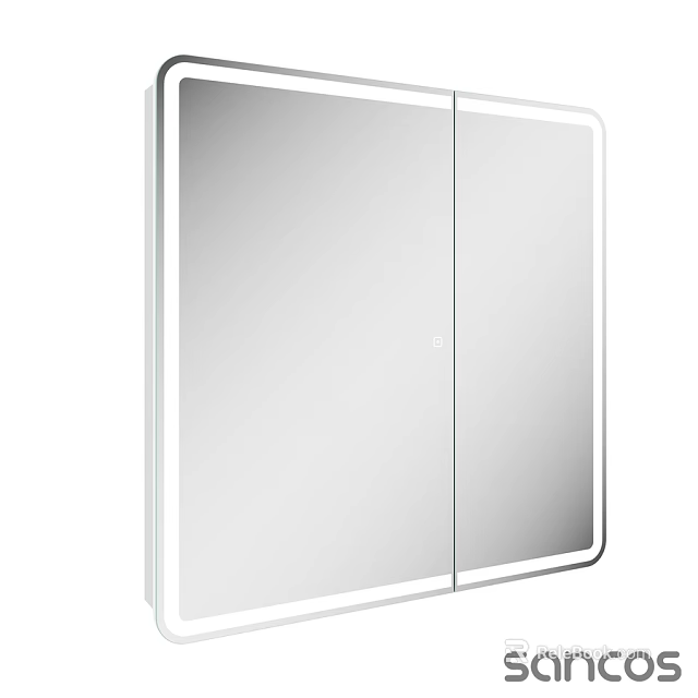 Modern Bathroom Vanity Mirror Cabinet With LED Lighting And Double Door Design 3d model 