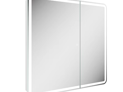 Modern Bathroom Vanity Mirror Cabinet With LED Lighting And Double Door Design 3d model