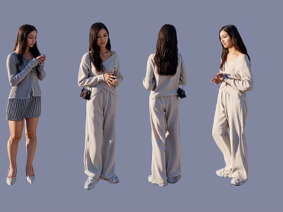 Multiple Women Posing In Different Angles With Casual Stylish Outfits And Accessories 3d model