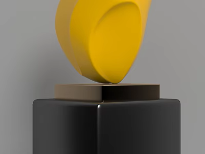 Stylish Yellow Decorative Ornament Set With Black Square Base Design 3d model