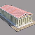 Classical European Architecture Featuring White Columns And Decorative Frieze Under Blue Sky