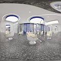 Modern Public Toilet Interior With Metallic Walls Urinal Wash Basin And Lighting
