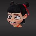 Game Movie Character With Black Hair Red Ribbon Red Yellow Outfit Fierce Expression