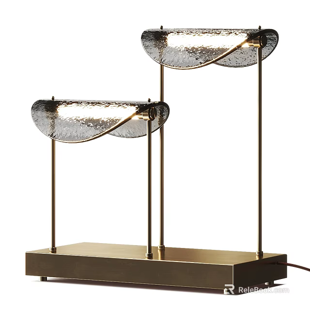 Pair of Elegant Modern Table Lamps with Brass Base and Glass Shade Design 3d model 