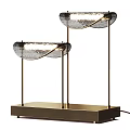 Pair of Elegant Modern Table Lamps with Brass Base and Glass Shade Design