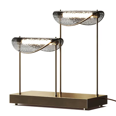 Pair of Elegant Modern Table Lamps with Brass Base and Glass Shade Design 3d model