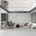Spacious Modern Loft Living Room With Sofas And Stylish Lights 3d model