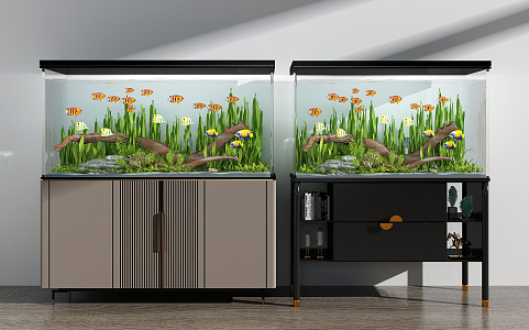 modern fish tank aquarium 3d model