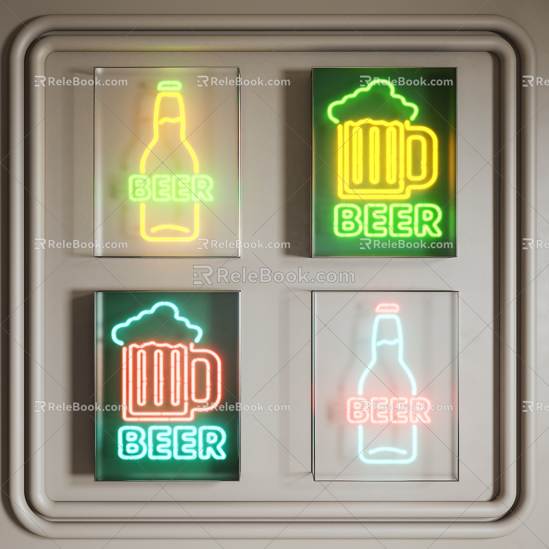 Light box neon decorative lights shop sign 3d model