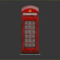 Traditional Red Telephone Booth With Classic Design Golden Accents And Glass Panels