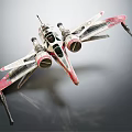 Striking Red and White Fighter Jet with Sleek Wings Multiple Engines Detailed Sci Fi Model 3d model