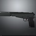Futuristic Black Pistol With Metallic Barrel Blue Accent And Ergonomic Grip Design