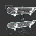 Two Colorful Graffiti Skateboards Design With Wooden Stand For Sports Equipment