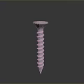 White Threaded Metal Screw with Phillips Head on Dark Background 3d model