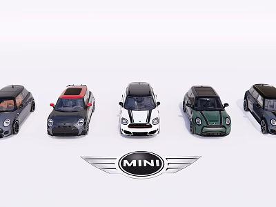 MINI Car Collection Featuring Assorted Models Different Colors And Logo Design 3d model