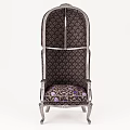 Dark Brown Patterned Accent Chair With Silver Metal Frame And Comfortable Cushion