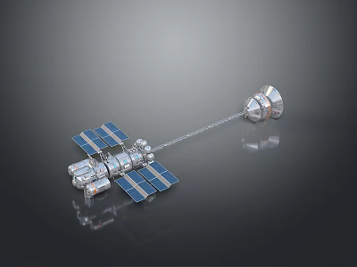 Detailed Space Station Model Featuring Solar Panels Modules And Docking Structure 3d model
