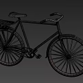 Vintage Bicycle With Black Frame White Handlebar Spoked Wheels And Rear Rack