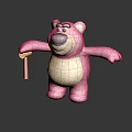 Pink Stuffed Teddy Bear with Open Arms Red Ribbon and Cream Belly on Dark Background