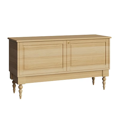 Light Wood Entryway Cabinet Sideboard With Decorative Legs And Storage Doors 3d model