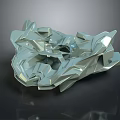 Abstract Geometric Sculpture With Silver Metallic Texture And Sharp Edges 3d model