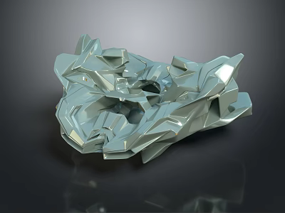 Abstract Geometric Sculpture With Silver Metallic Texture And Sharp Edges 3d model
