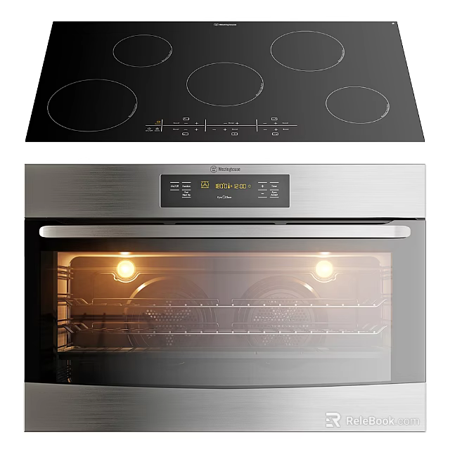 Sleek Modern Kitchen Appliances With Black Induction Cooktop And Stainless Steel Oven 3d model 