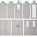 Various Interior Doors With Glass Panels Louvered Sections And Different Handles 3d model